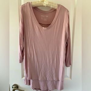 Latched Mama 3/4 Sleeve Scoop Neck Nursing Top 2.0, Medium, Lavender Blush